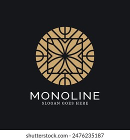 Geometric round logo in monoline style