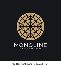 Geometric round logo in monoline style