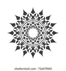 Geometric round ornament. Floral abstract ornament. 