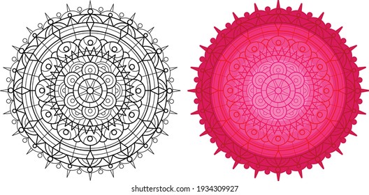 Geometric round pattern. Mandala for coloring book. Templates for card, banners, invite.