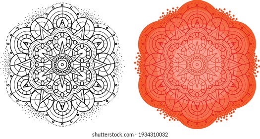 Geometric round pattern. Mandala for coloring book. Templates for card, banners, invite.