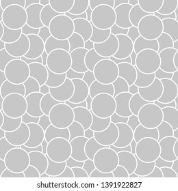  Geometric round print. White pattern on gray seamless background