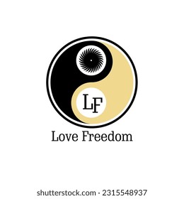 geometric round sembol logo 'Love Free ' slogan pattern background texture 