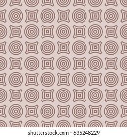 Geometric round shape seamless pattern. Circles and rhombus. Vector illustration
