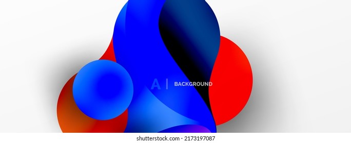 Geometrische runde Formen und Kreise abstrakter Hintergrund. Bildschirmhintergrund für das Konzept der AI-Technologie, Blockchain, Kommunikation, 5G, Wissenschaft, Wirtschaft