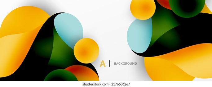 Geometric round shapes and circles abstract background. Wallpaper for concept of AI technology, blockchain, communication, 5G, science, business