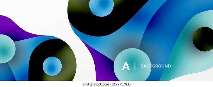 Geometric round shapes and circles abstract background. Wallpaper for concept of AI technology, blockchain, communication, 5G, science, business