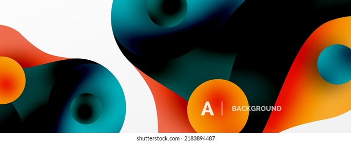 Geometric round shapes and circles abstract background. Wallpaper for concept of AI technology, blockchain, communication, 5G, science, business