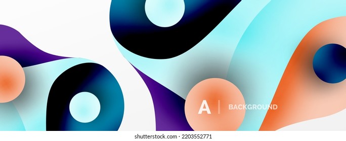 Geometric round shapes and circles abstract background. Wallpaper for concept of AI technology, blockchain, communication, 5G, science, business