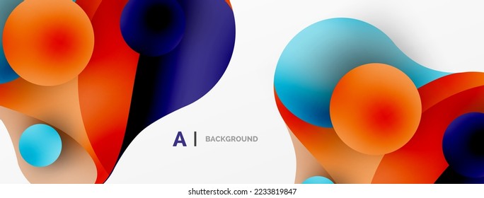 Formas redondeadas geométricas y círculos de fondo abstracto. Fondo de escritorio para el concepto de tecnología de IA, blockchain, comunicación, 5G, ciencia, negocios