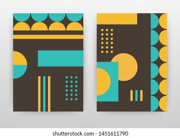 Geometric round triangle cyan yellow shapes design for annual report, brochure, flyer, poster. Geometry background vector illustration flyer, leaflet, poster. Business abstract A4 brochure template.