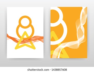 Geometric round and triangle with orange waved lines design annual report, brochure, flyer, poster. Waved lines background vector illustration for flyer, leaflet, poster. Abstract A4 brochure template