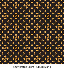 Geometric round yellow pattern on black background vector