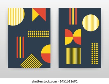 Geometric round yellow red dotted elements design for annual report, brochure, flyer, poster. Geometric background vector illustration flyer, leaflet, poster. Business abstract A4 brochure template.