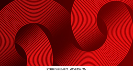 Geometric rounded glowing red light with dark red futuristic concept abstract background vector illustration eps10. Perfect for modern projects, business, banner ,poster, artwork ,degital graphic.