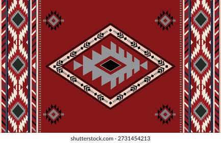 Padrão de tapete geométrico inspirado no tradicional design têxtil tribal e nativo americano.