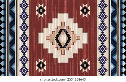 Padrão de tapete geométrico Boho navajo, design de tapete padrão de tapete tribal,Nativo americano,design motif.Rug para decor.Rug padrão cobertor,tecido tapete ilustration.boho geométrica,Aztec étnica decoração