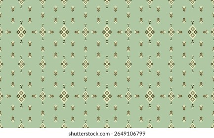 Geometric Rug seamless Fabric Pattern in Natural Green Tone. Ideal for rug design, textile products, and graphic backgrounds. Perfect for print, digital use, and fabric design inspiration.