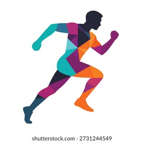 Corredor geométrico silueta dinámica de un hombre en movimiento para fitness y deportes