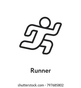 Geometric Running Man Sprinter Marathon Minimal Flat Line Outline Stroke Icon