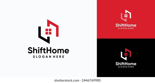 Geometric S letter line vector logo design hexagon house shape with modern, simple, clean and abstract style.
