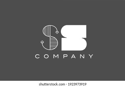 icono del logotipo de la letra del alfabeto blanco gris S SS geométrico para la compañía. Diseño de combinación de estilos diferente para empresas y empresas