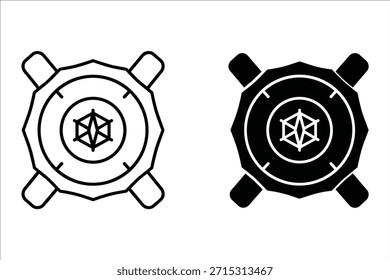 Kontur von geometrischen Tresor- oder Tresorsymbolen und solider Sicherheit