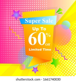 geometric sale banner ribbon with gradient color for social media promotion banner 