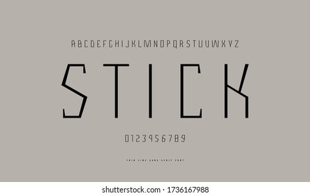 Geometric sans serif font in thin line style. Letters and numbers for sport logo and emblem design