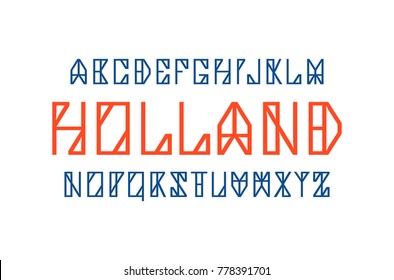 Geometric sans serif font in timbered house style. Letters for logo and title design.  Isolated on white background