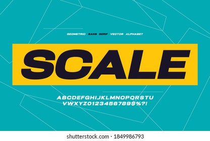 Geometric sans serif vector alphabet, font, letter and number set.