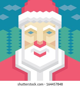 Geometric Santa Claus. Happy new year vector illustration. Human character. Design element.