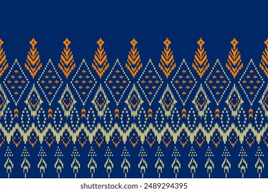 Geometric saree ethnic seamless pattern. abstract illustration. design for geometric pattern wallpaper. Tribal ethnic vector texture. Aztec style. Folk embroidery. Indian, Scandinavian, African rug.