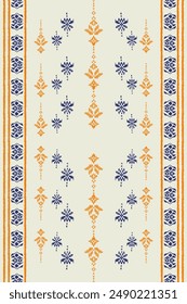Geometric saree ethnic seamless pattern. abstract illustration. design for geometric pattern wallpaper. Tribal ethnic vector texture. Aztec style. Folk embroidery. Indian, Scandinavian, African rug.