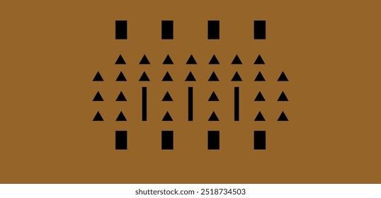 Padrão Geométrico Saudita - Motivos Tribais Tradicionais Castanho e Preto na Ilustração Vetorial. Forte de Al Masmak