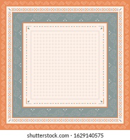 Geometric scarf pattern with cloud drawing. Hijab motif