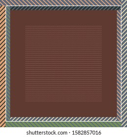 Geometric scarf pattern with dots motif on brown background