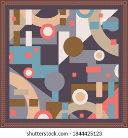 Geometric scarf pattern with square and circle motif. Hijab design