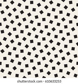 Geometric Scattered Shapes. Vector Seamless Black and White Pattern