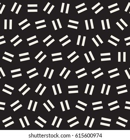 Geometric Scattered Shapes. Vector Seamless Black and White Pattern