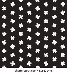 Geometric Scattered Shapes. Vector Seamless Black and White Pattern
