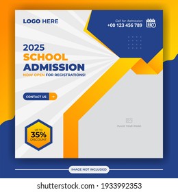 Geometric School admission social media post banner template. Back to School Square flyer design Template. Editable Post Template Social Media Banners