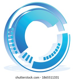 Geometric Sci-fi, Cybernetics, Cyber segmented circle, ring design element. Abstract HUD, GUI, UI circular shape