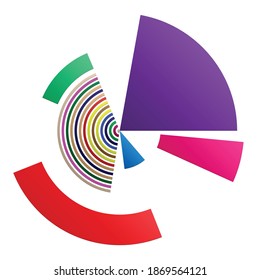 Geometric Sci-fi, Cybernetics, Cyber segmented circle, ring design element. Abstract HUD, GUI, UI circular shape