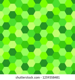 Geometric Seamless Abstract Background with Hexagon shapes as mosaic pattern in trendy 2019 color UFO Green