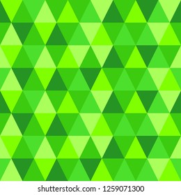 Geometric Seamless Abstract Background with Triangle shapes as mosaic pattern in trendy 2019 color UFO Green