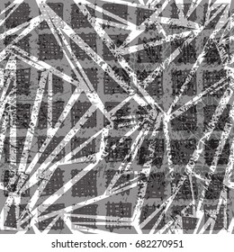 Geometric seamless abstract monochrome pattern, vintage vector background.