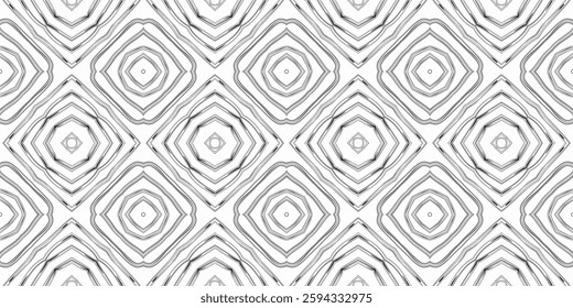 a geometric, seamless, and abstract vector background featuring symmetrical diamond-shaped patterns with fine black lines on a white backdrop.