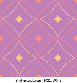 Geometric seamless background. Bright colored elements on violet background for wallpapers, textile and fabrics