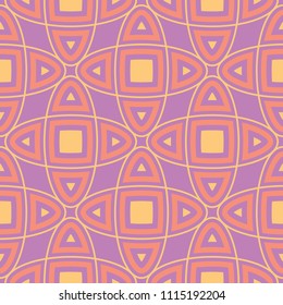 Geometric seamless background. Bright colored elements on violet background for wallpapers, textile and fabrics
